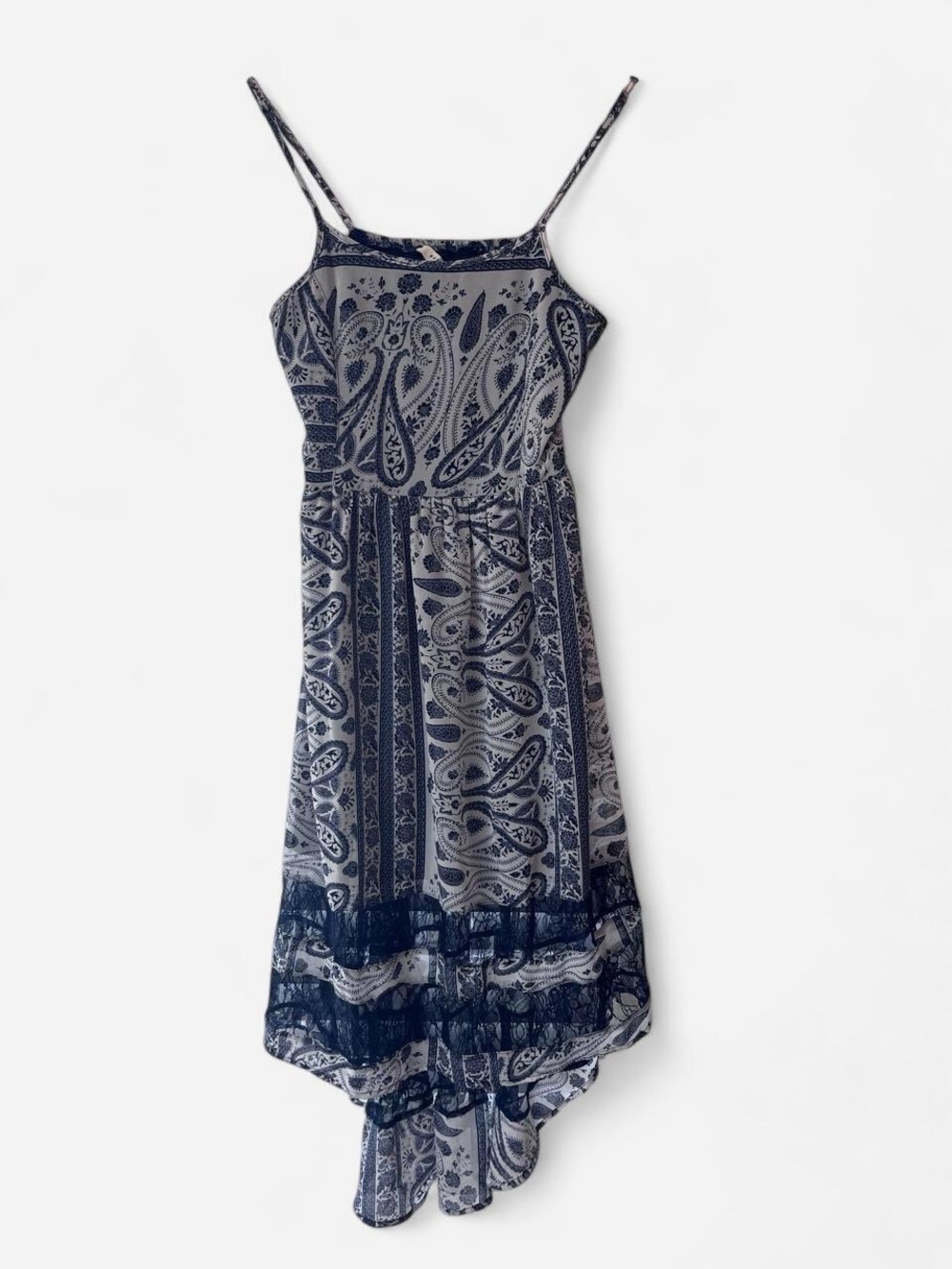 Entro Paisley Spaghetti-Strap High-Low Midi Dress Size Small Bohemian